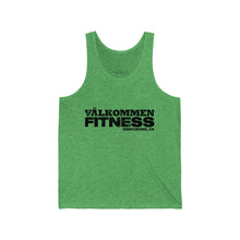 Load image into Gallery viewer, Valkommen W/ Flag Black Unisex Jersey Tank